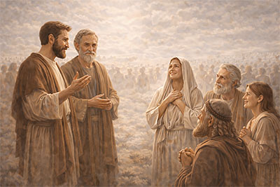 Missionaries preaching the gospel of Jesus Christ in the Spirit World